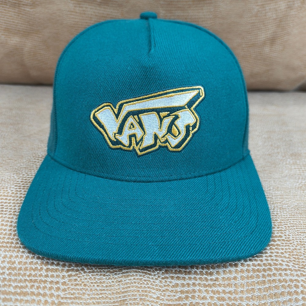 Vans Off The Wall Mens Teal Green Graffiti Logo Snapback Hat Wool Blend Cap